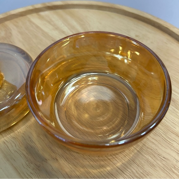 VTG Jeanette Carnival Glass Iridescent Poodle Dog Powder Box / Jar Trinket Dish - Picture 4 of 8